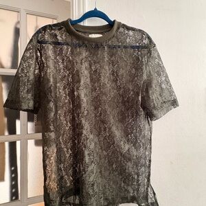 Onyrmrk Olive Lace Sheer Women’s Top